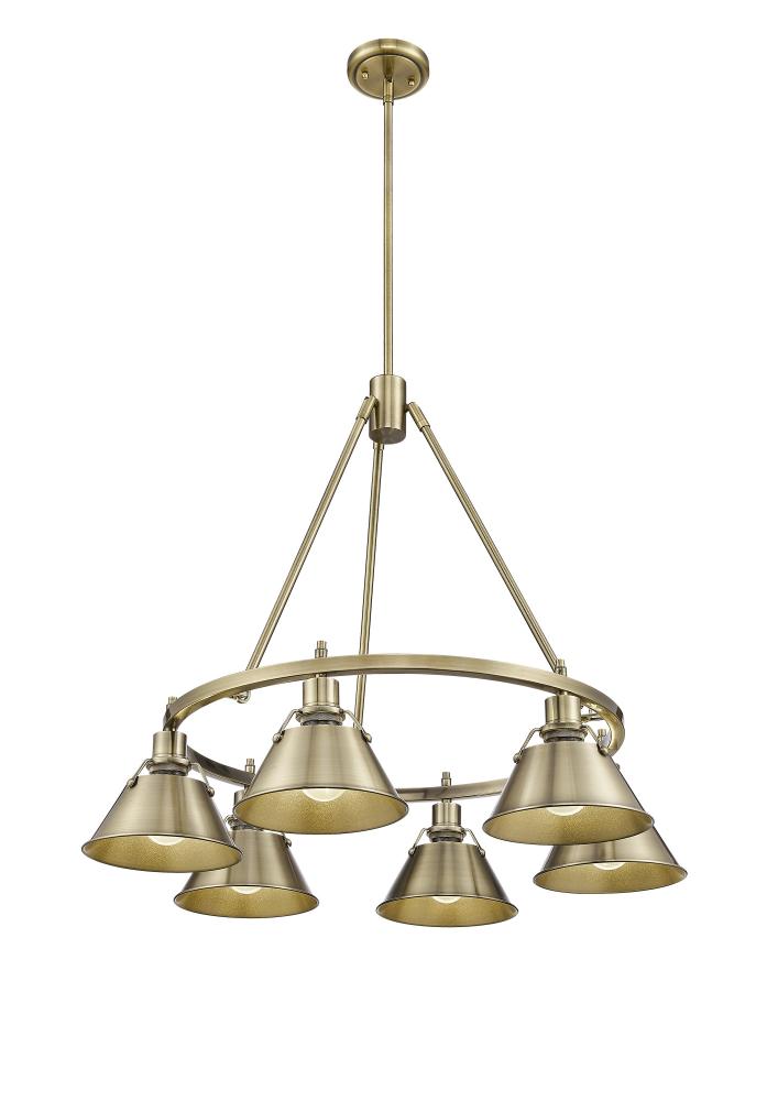 Orwell CH 6 Light Chandelier in Chrome with Brushed Champagne Bronze shades